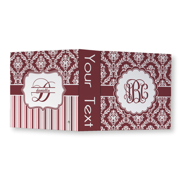Maroon & White 3 Ring Binders - Full Wrap - 3" - OPEN OUTSIDE