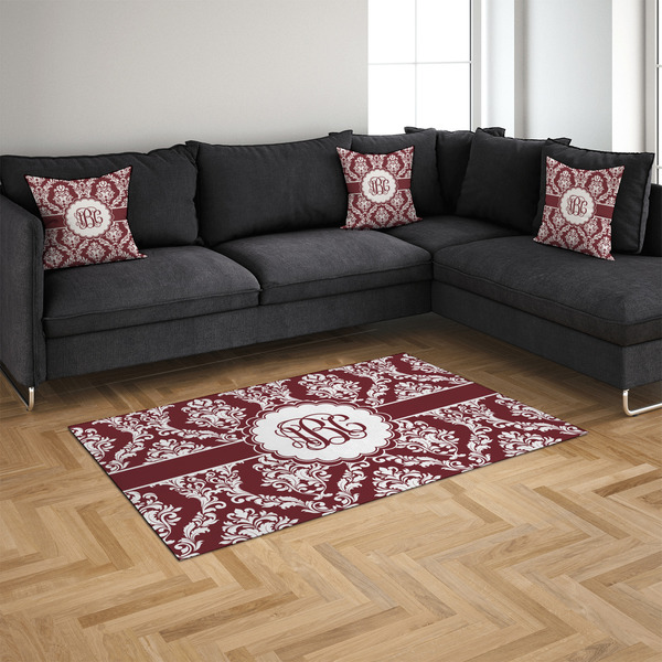 Maroon & White 4'x6' Indoor Area Rugs - IN CONTEXT