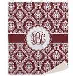 Maroon & White Sherpa Throw Blanket (Personalized)