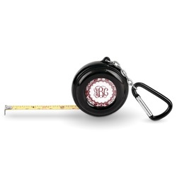 Maroon & White Pocket Tape Measure - 6 Ft w/ Carabiner Clip (Personalized)