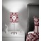 Maroon & White 7 inch drum lamp shade - in room