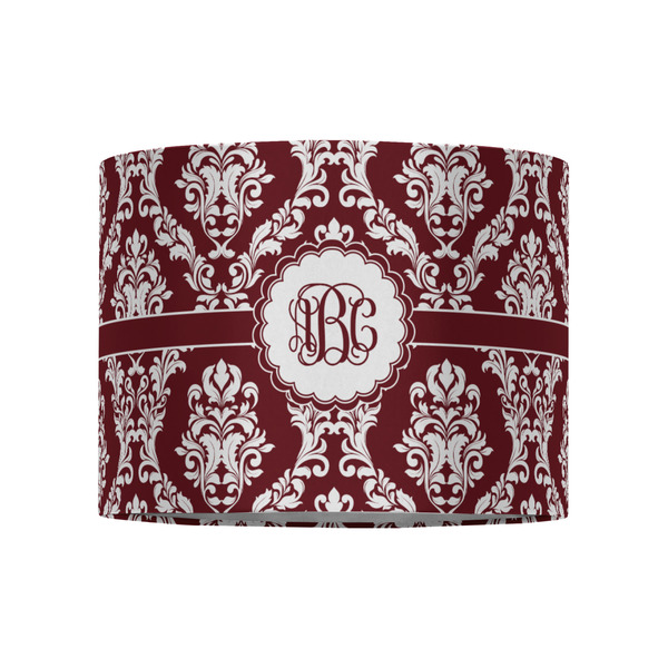 Maroon & White 8" Drum Lampshade - FRONT (Fabric)