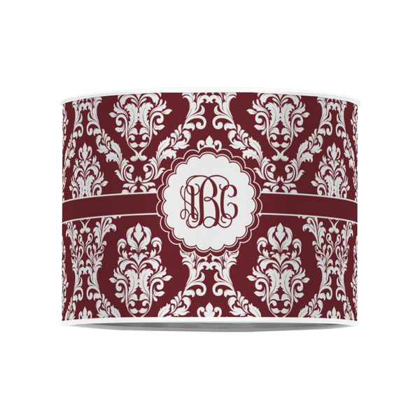 Maroon & White 8" Drum Lampshade - FRONT (Poly Film)