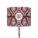 Maroon & White 8" Drum Lamp Shade - Fabric (Personalized)