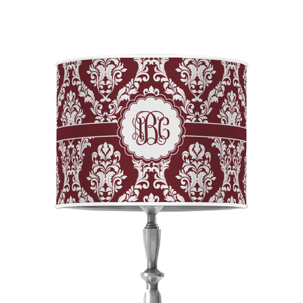 Maroon & White 8" Drum Lampshade - ON STAND (Poly Film)