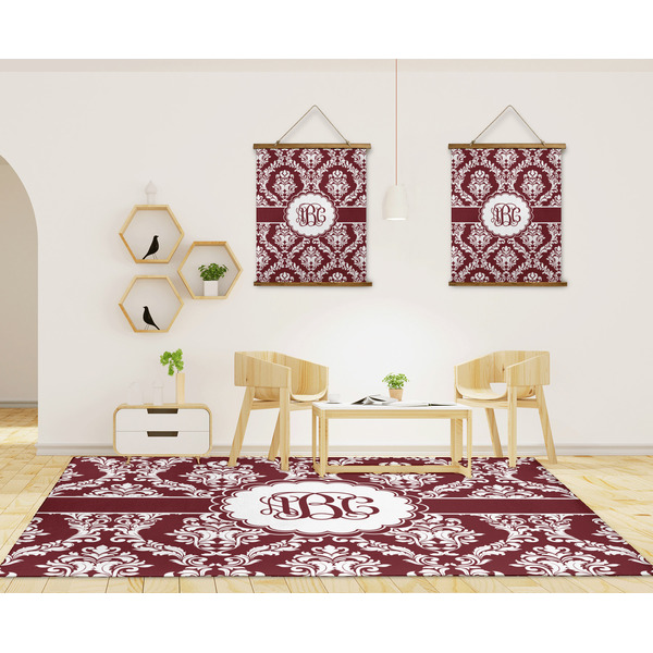 Maroon & White 8'x10' Indoor Area Rugs - IN CONTEXT