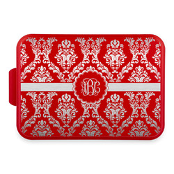 Maroon & White Aluminum Baking Pan with Red Lid (Personalized)