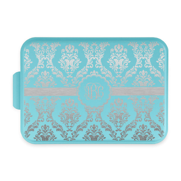 Custom Maroon & White Aluminum Baking Pan with Teal Lid (Personalized)