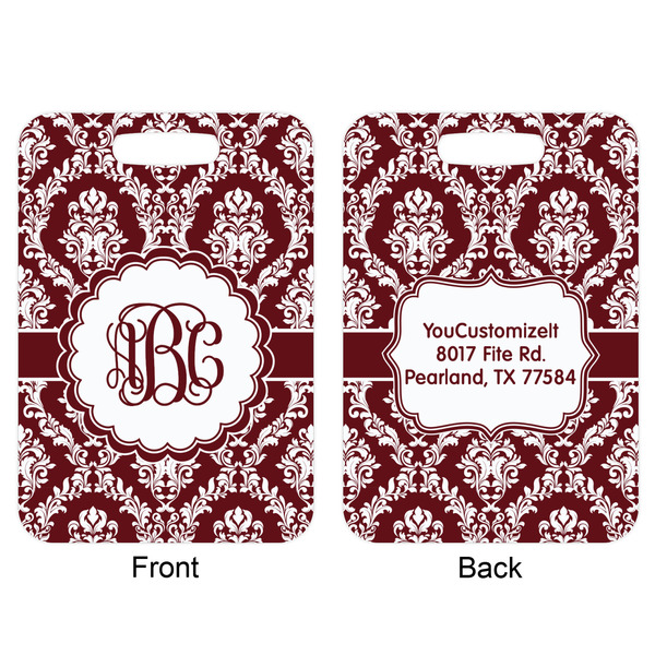 Maroon & White Aluminum Luggage Tag (Front + Back)