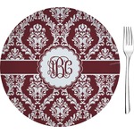 Maroon & White Glass Appetizer / Dessert Plate 8" (Personalized)