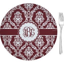 Maroon & White Glass Appetizer / Dessert Plate 8" (Personalized)