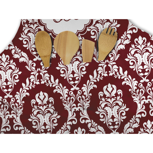 Maroon & White Apron - Pocket Detail with Props