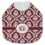 Maroon & White Jersey Knit Baby Bib w/ Monogram