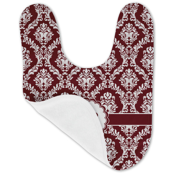 Maroon & White Baby Bib - AFT folded