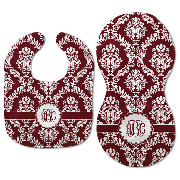 Maroon & White Baby Bib & Burp Set - Approval (new bib & burp)