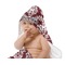 Maroon & White Baby Hooded Towel on Child