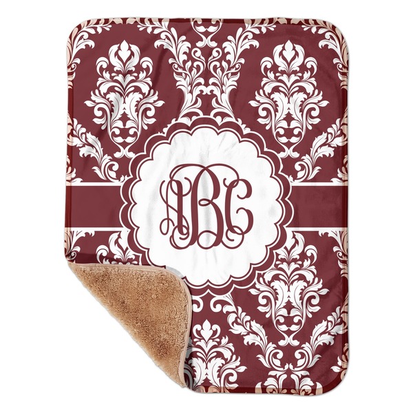 Custom Maroon & White Sherpa Baby Blanket - 30" x 40" w/ Monograms