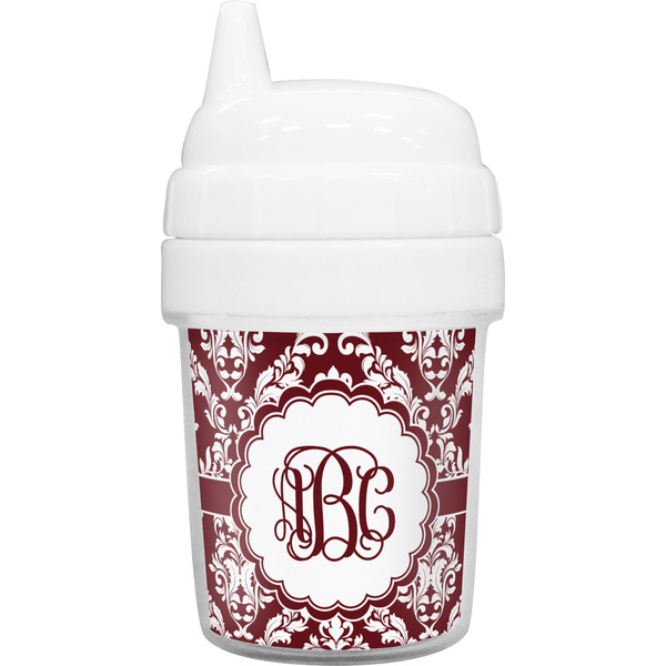 Custom Maroon & White Baby Sippy Cup (Personalized)