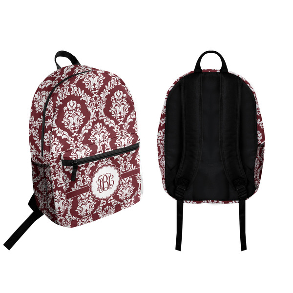 Maroon & White Backpack front and back - Apvl