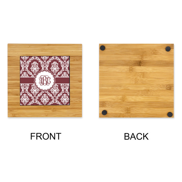 Maroon & White Bamboo Trivet with 6" Tile - APPROVAL