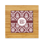 Maroon & White Bamboo Trivet with Ceramic Tile Insert (Personalized)