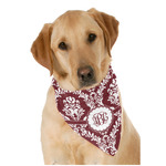 Maroon & White Dog Bandana Scarf w/ Monogram