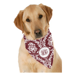 Maroon & White Dog Bandana Scarf w/ Monogram