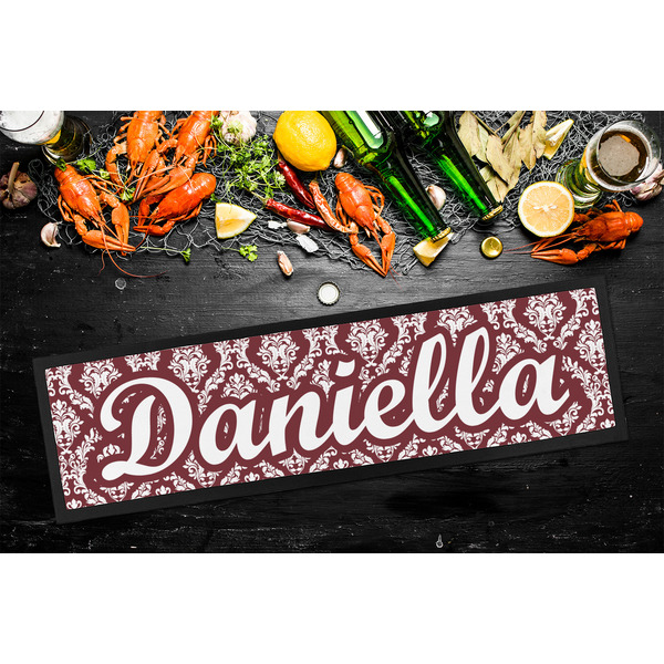 Maroon & White Bar Mat - Large - LIFESTYLE