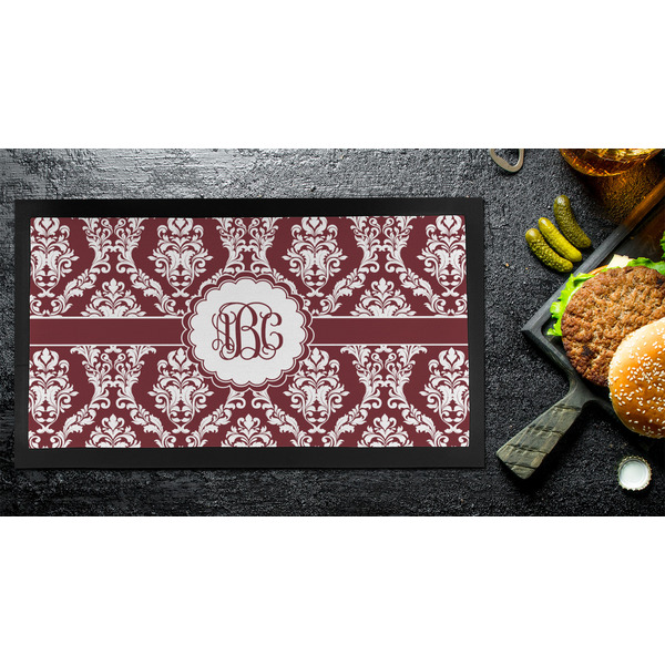 Maroon & White Bar Mat - Small - LIFESTYLE