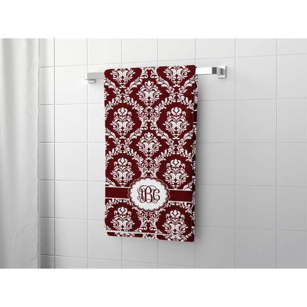 Maroon & White Bath Towel - LIFESTYLE