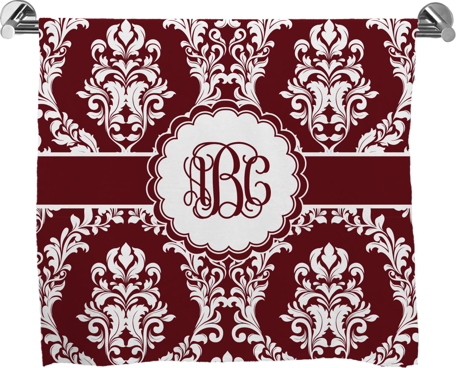 Custom Maroon & White Bath Towel (Personalized) YouCustomizeIt