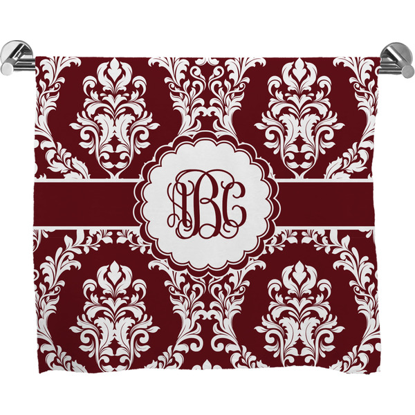 Custom Maroon & White Bath Towel (Personalized)