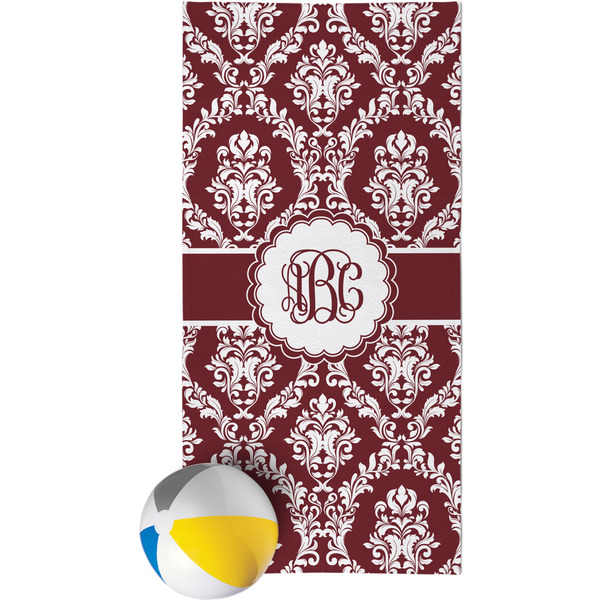 Custom Maroon & White Beach Towel (Personalized)
