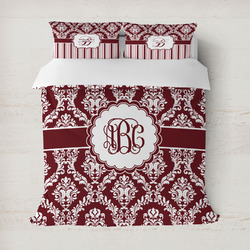 Maroon & White Duvet Cover Set - Full / Queen (Personalized)
