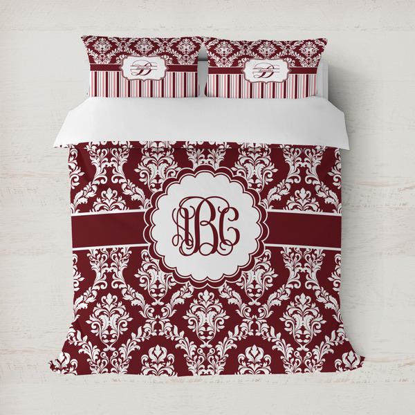 Custom Maroon & White Duvet Cover (Personalized)