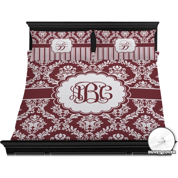 Maroon & White Bedding Set (King) - Duvet