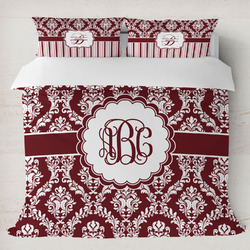Maroon & White Duvet Cover Set - King (Personalized)