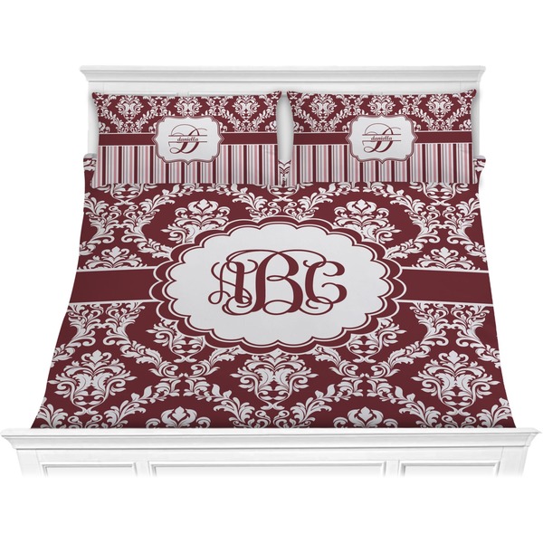 Custom Maroon & White Comforter Set - King (Personalized)