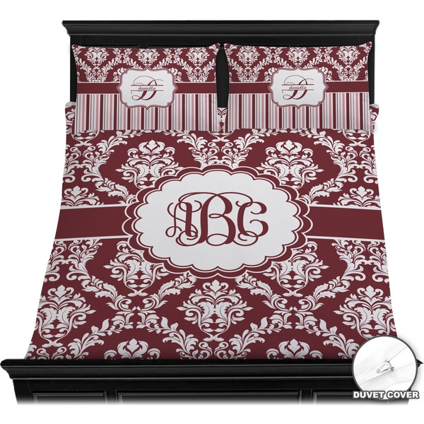Maroon & White Bedding Set (Queen) - Duvet