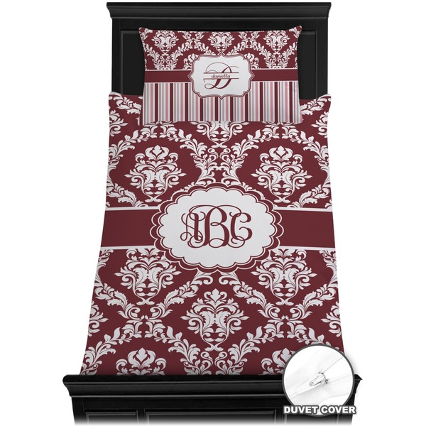 Maroon & White Bedding Set (Twin) - Duvet