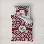Maroon & White Duvet Cover Set - Twin XL (Personalized)