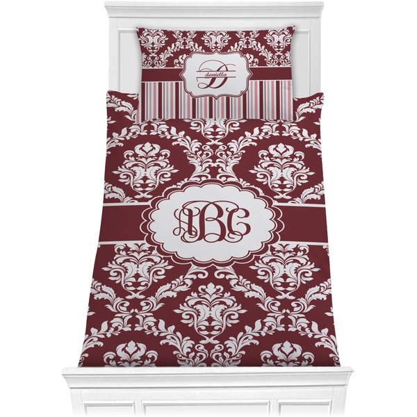 Maroon & White Bedding Set (Twin)