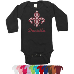 Maroon & White Long Sleeves Bodysuit - 12 Colors (Personalized)