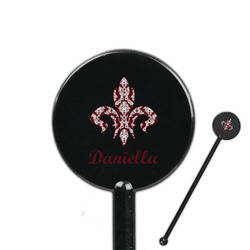 Maroon & White 5.5" Round Plastic Stir Sticks - Black - Single Sided (Personalized)