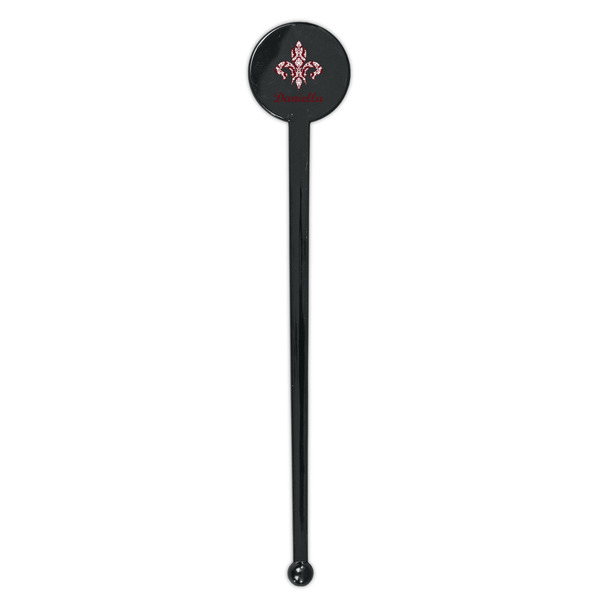 Maroon & White Black Plastic 7" Stir Stick - Round - Single Stick