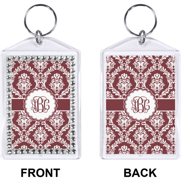 Maroon & White Bling Keychain (Front + Back)