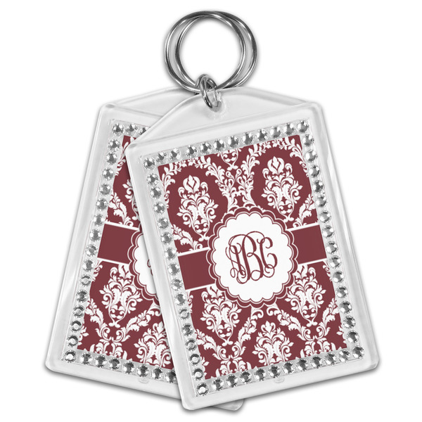 Maroon & White Bling Keychain - MAIN