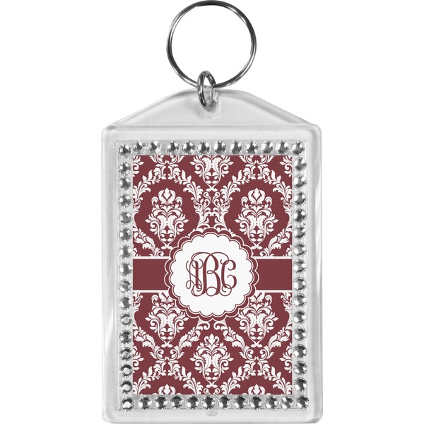 Custom Maroon & White Bling Keychain (Personalized)