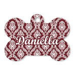 Maroon & White Bone Shaped Dog ID Tag (Personalized)