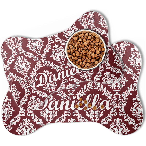 Maroon & White Bone Shaped Dog Mats - MAIN